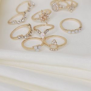 Set of 10 Gold Diamond Knuckle Rings